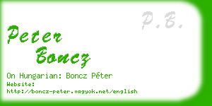 peter boncz business card